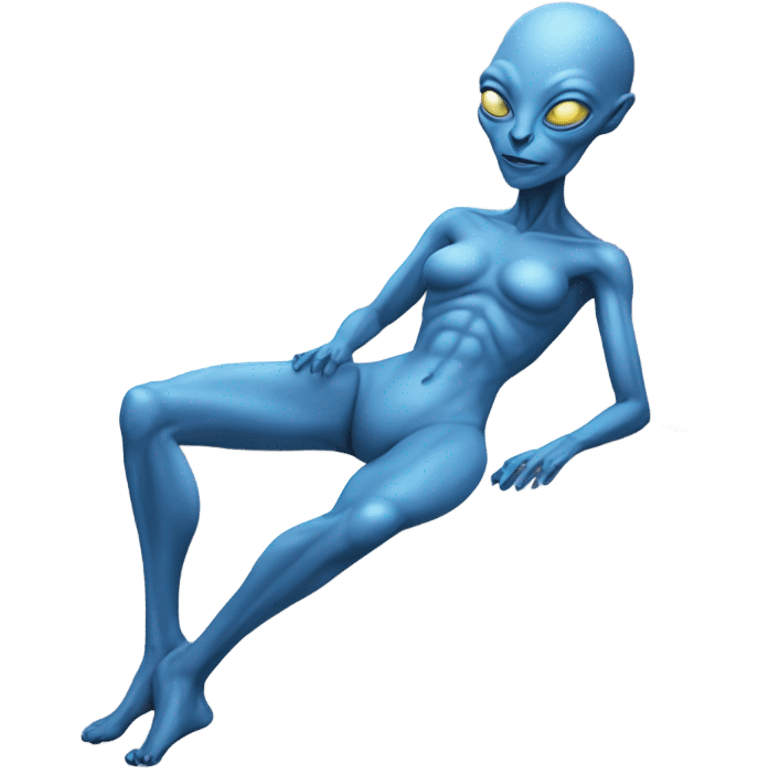 a blue alien woman , laying on the bed emoji