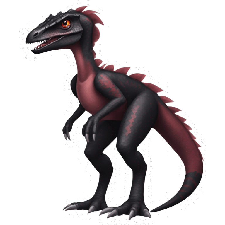 cool edgy black and maroon Dark-type nargacuga Salazzle Nargacuga Salandite Velociraptor Pokémon full body emoji