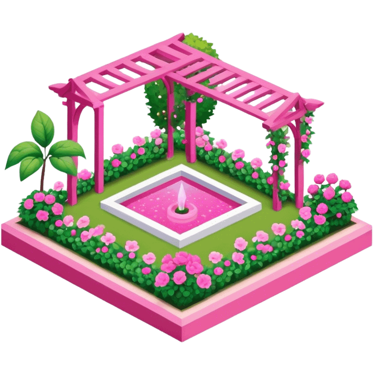 Barbie pink garden, isometric emoji