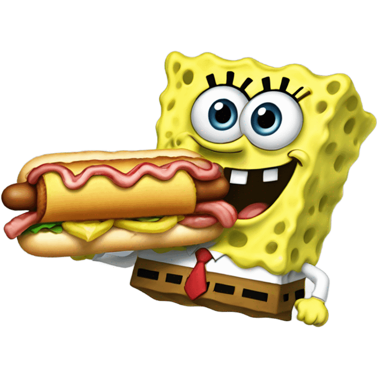 Spongebob eating a hotdog emoji