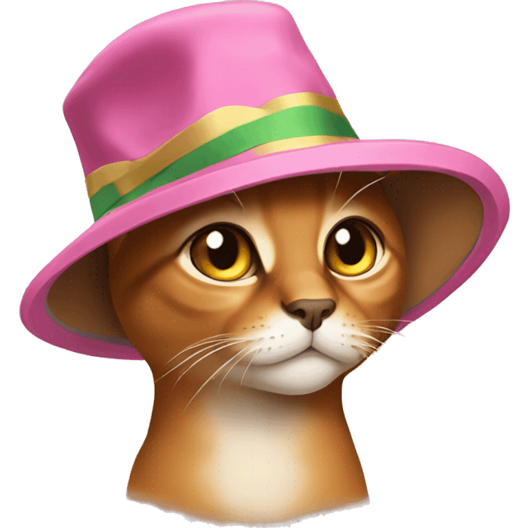 Abyssinian cat with a cute hat emoji