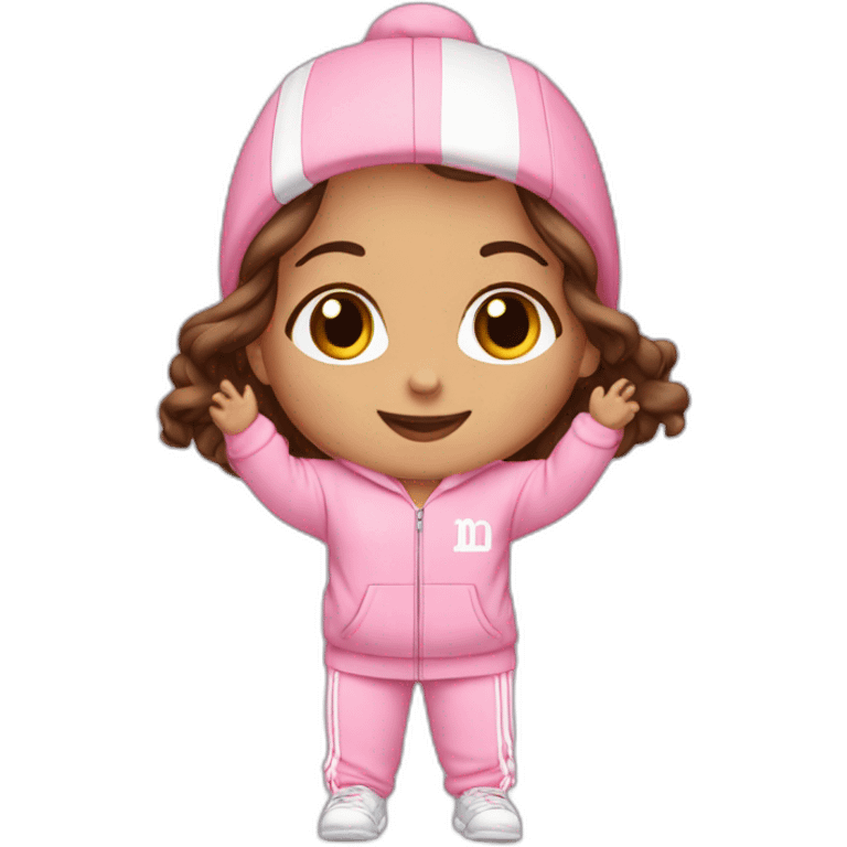 dancing-brown-haired-white-girl-pink-oversize-tracksuit emoji