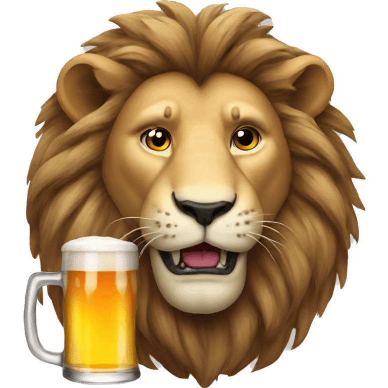 Lion drinking a beer emoji