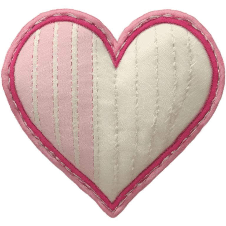 Fabric cream and pink heart with white stitching patchwork patches emoji