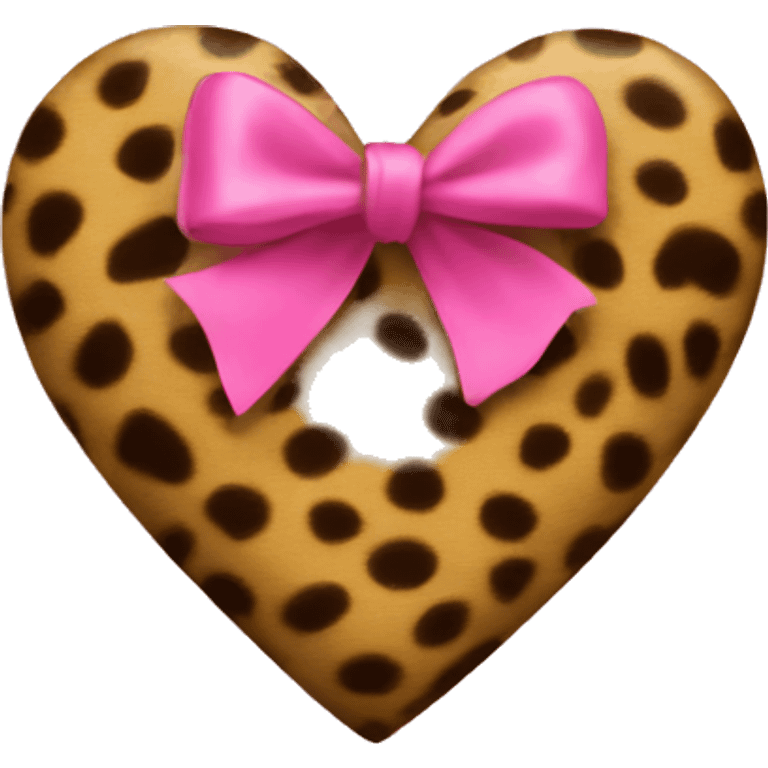 cheeta print heart with pink bow emoji