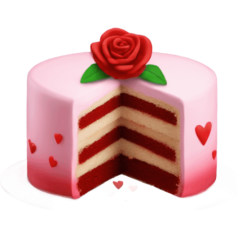 valentine’s day cake with rose emoji