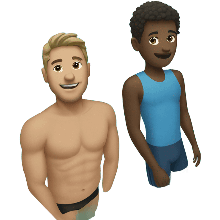 two friends who are swimming in a pool  emoji