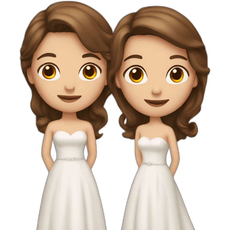 Two women with brown hair married emoji