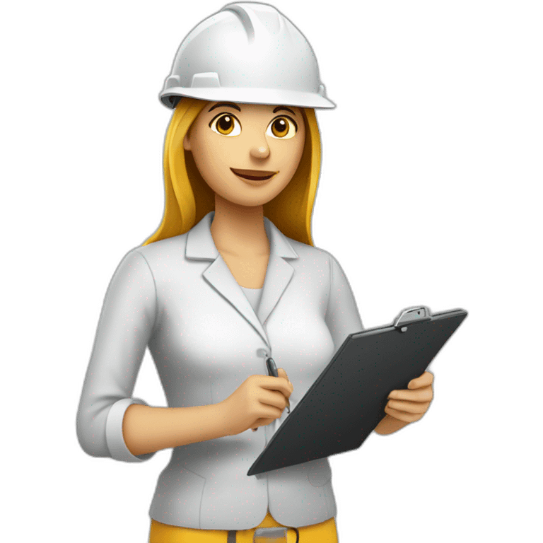 Woman in hard hat with clipboard emoji