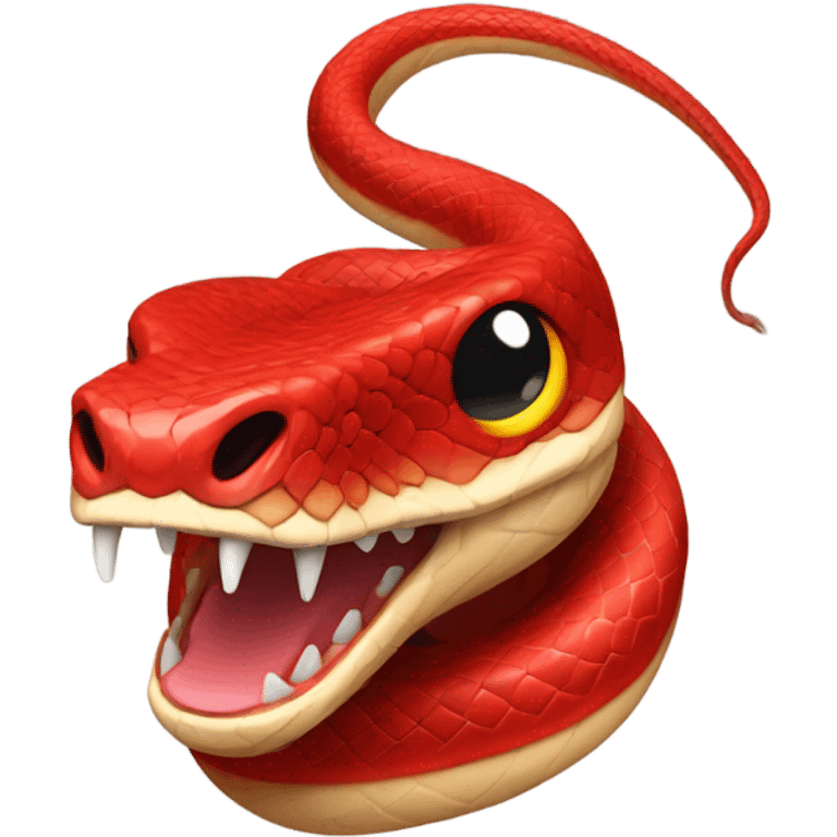 Red snake taking a shot emoji