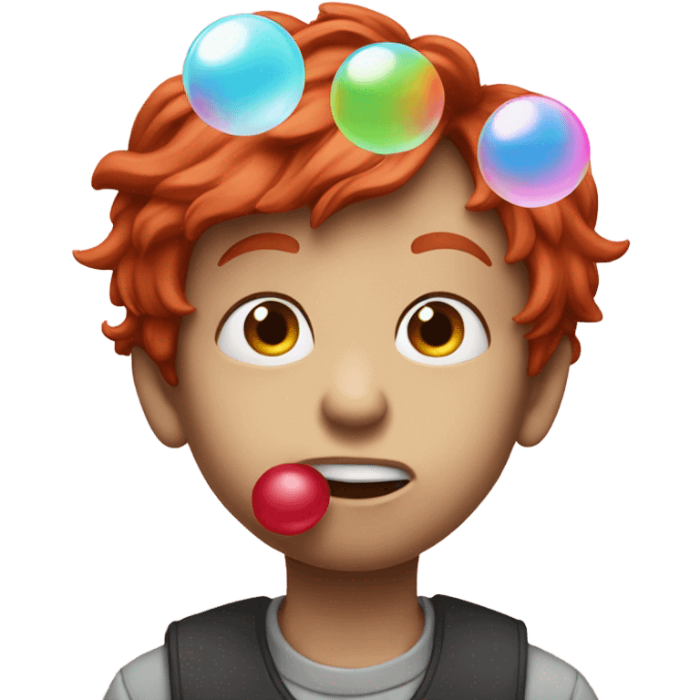 boy with red hair while blowing a ggum emoji