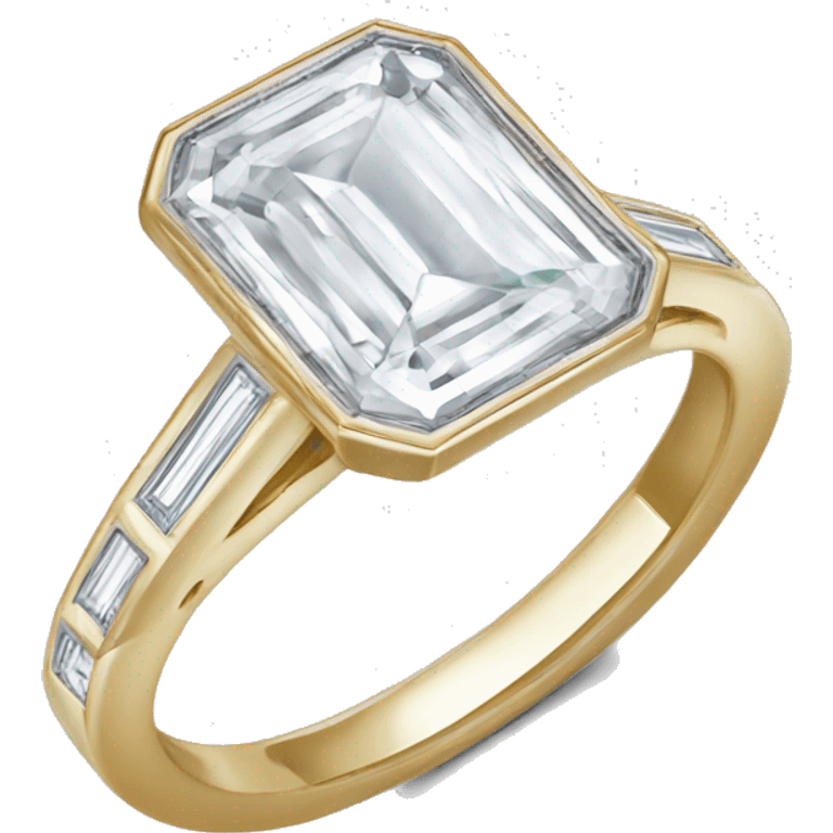 Emerald cut diamond ring with bezel  emoji