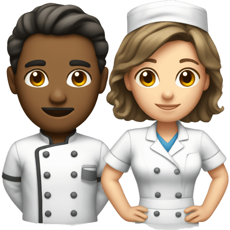 Lovers: a male chef and a female nurse emoji