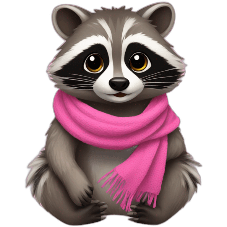 raccoon with a pink scarf emoji