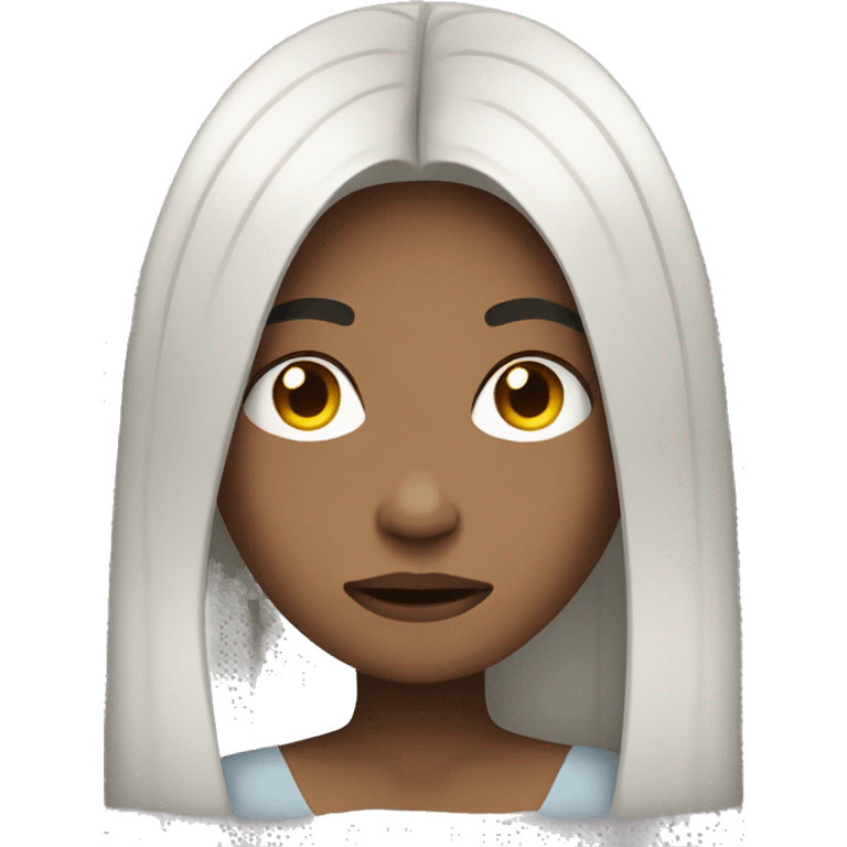 Emoji black-haired woman with long straight hair holding her head with her hands in despair emoji