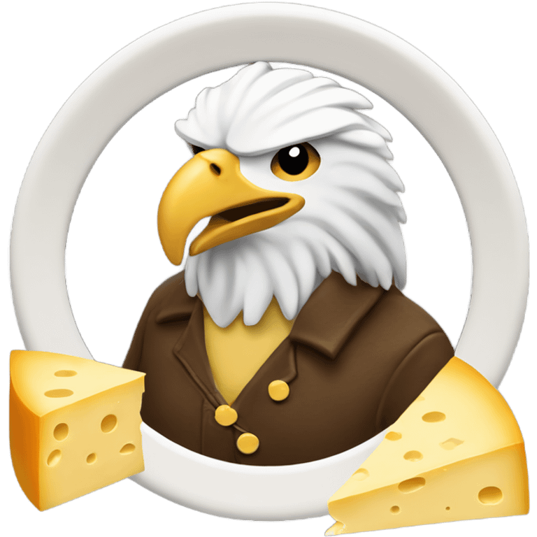 Man made out of cheese eating an eagle emoji