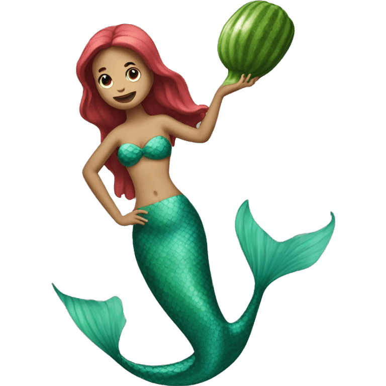 a mermaid holding a cucumber emoji