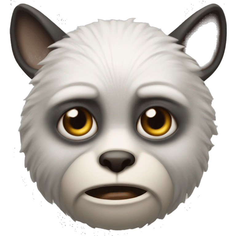 Un mapache de frente solo la cara con las ojeras bien marcadas emoji