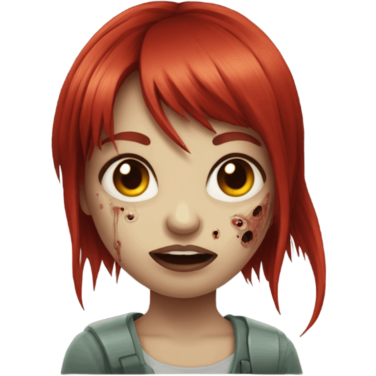 zombie girl with long red hair and bangs emoji