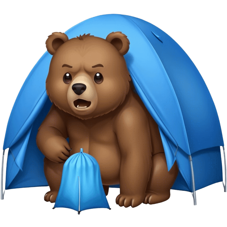 angry bear sniffing a tent emoji