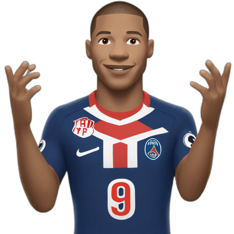 Mbappe choquée avec les mains derrière la tête emoji