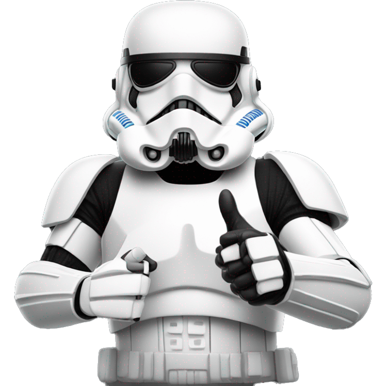 storm trooper in sunglasses giving a thumbs-up, with a relaxed pose and a simple background. emoji