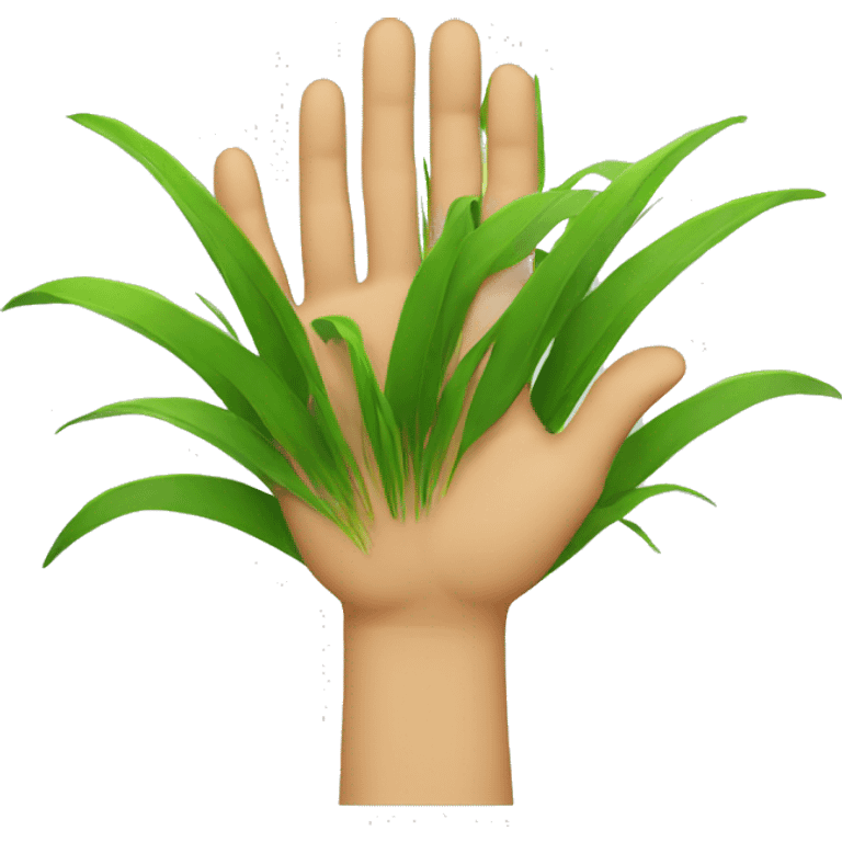 a hand touching grass emoji