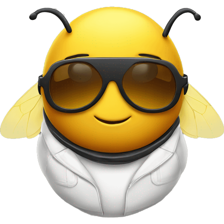 A CHUBBY CARTOON bee with AVIATOR SUNGLASSES emoji