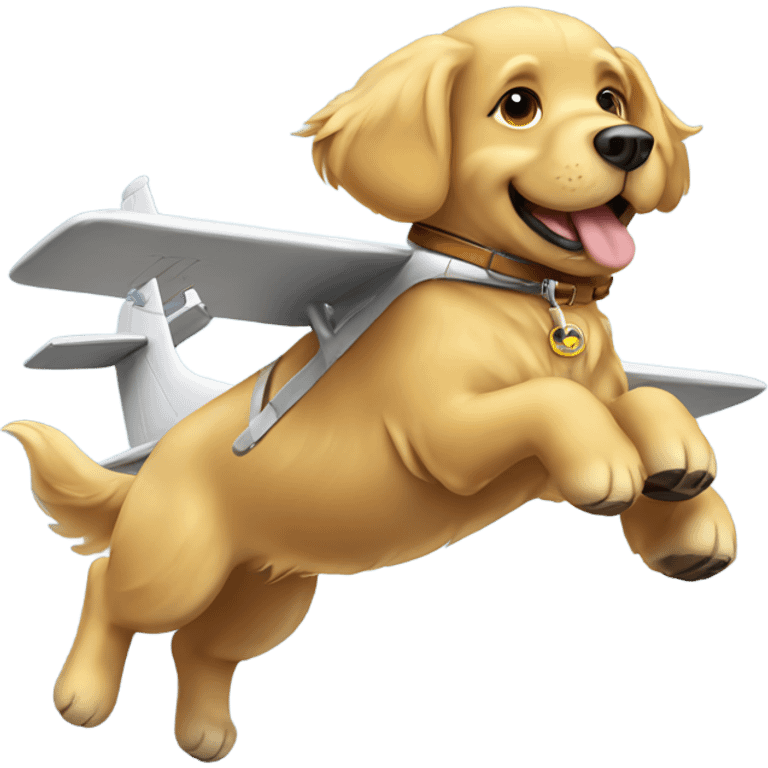 Golden retriever flying a plane  emoji