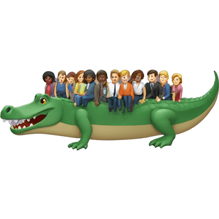 Un groupe de 50 personne sur un crocodile emoji