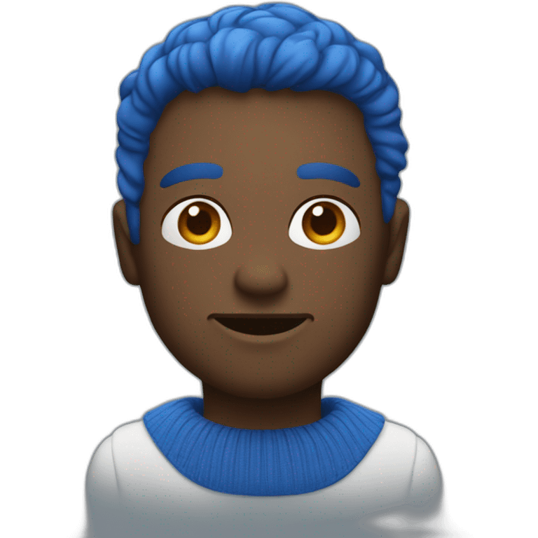 Homme avec des yeux bleu et un pull emoji