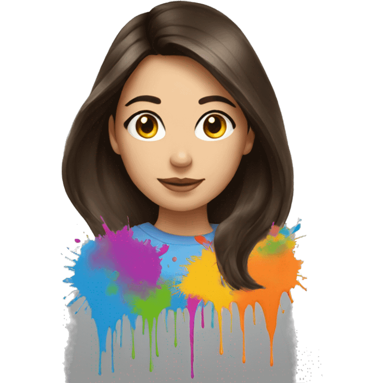 Brunette girl paint splatter background emoji