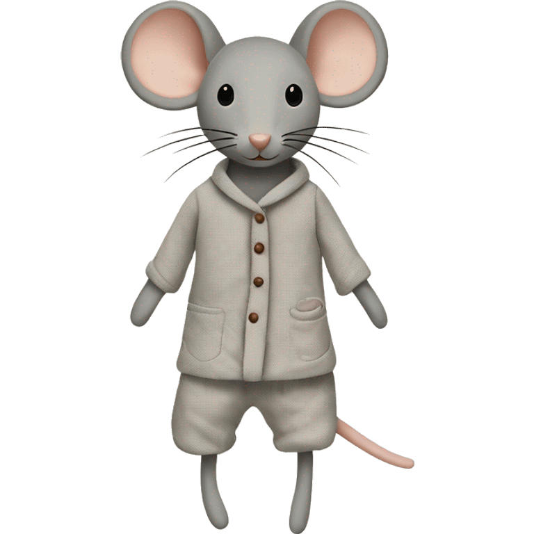 Grey maileg fabric mouse in pajamas emoji