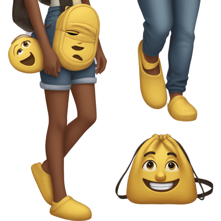 teen big slippers and crossbody bag emoji