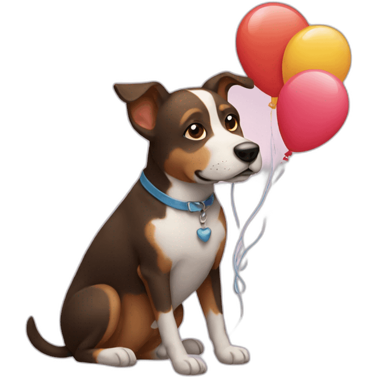 dog holding balloons emoji