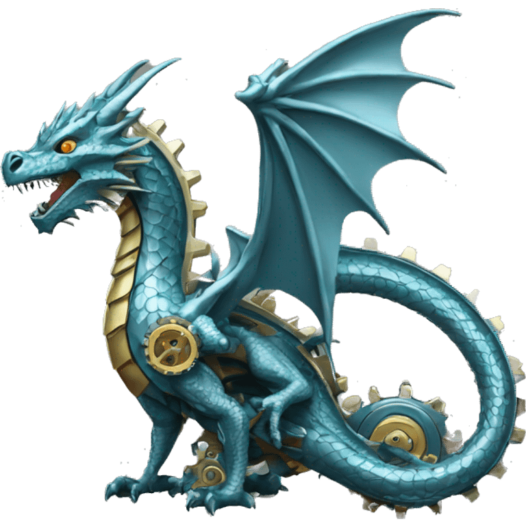 Metallic dragon with gears emoji