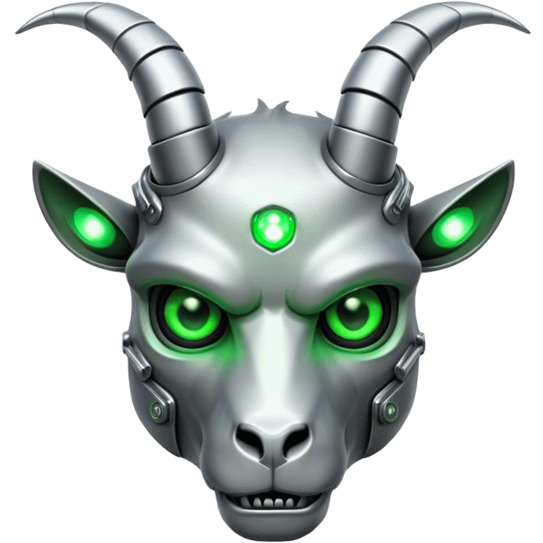 Terminator Goat head green glowing eyes emoji