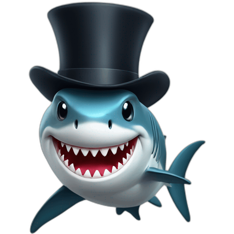 Shark with a top hat emoji