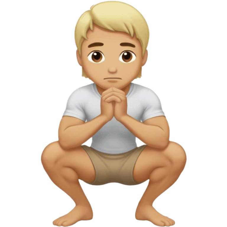 Blonde man squatting  emoji