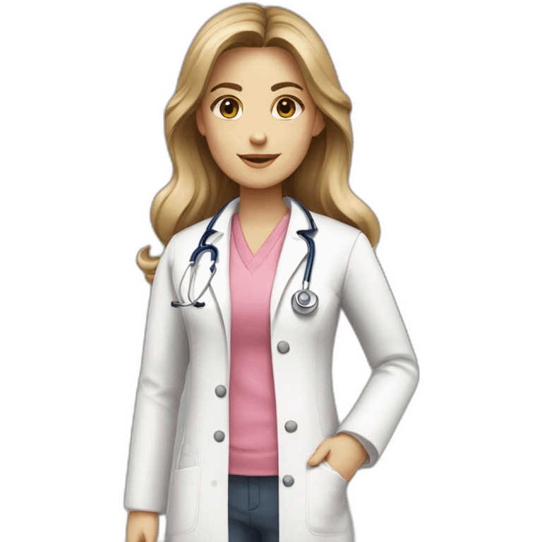 doctor dark blond hair  pink undershirt with white coat emoji