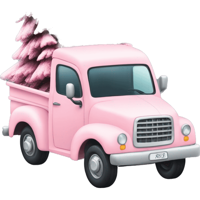 Pastel Pink truck with Christmas tree emoji