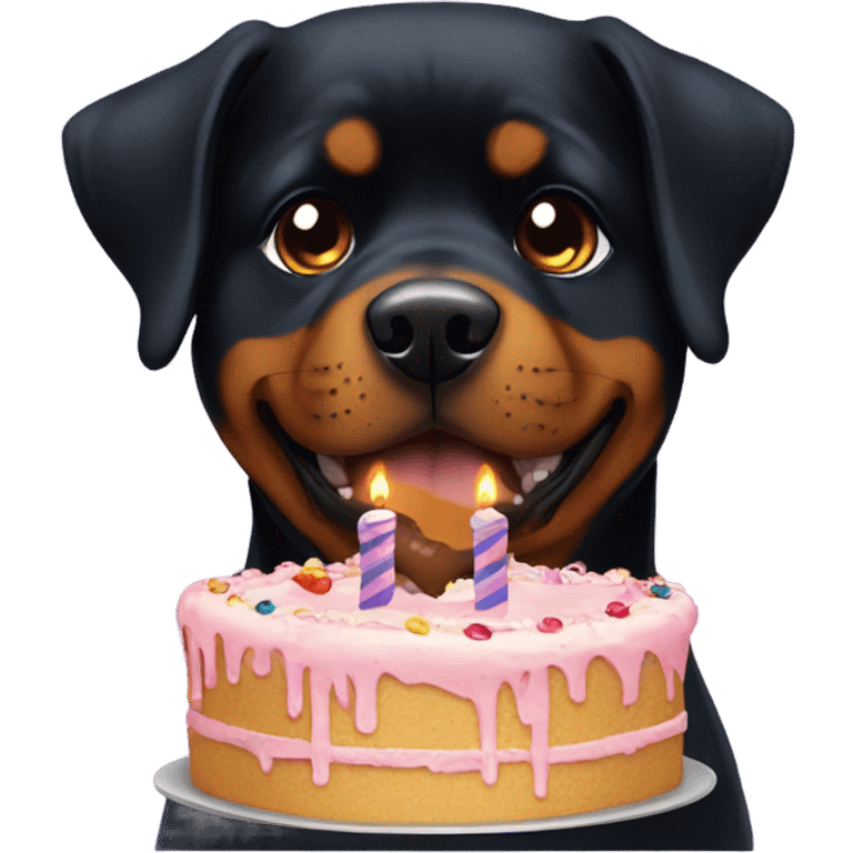 Rottweiler with birthday cake  emoji