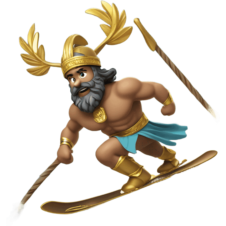 Zeus skiing down a mountain emoji