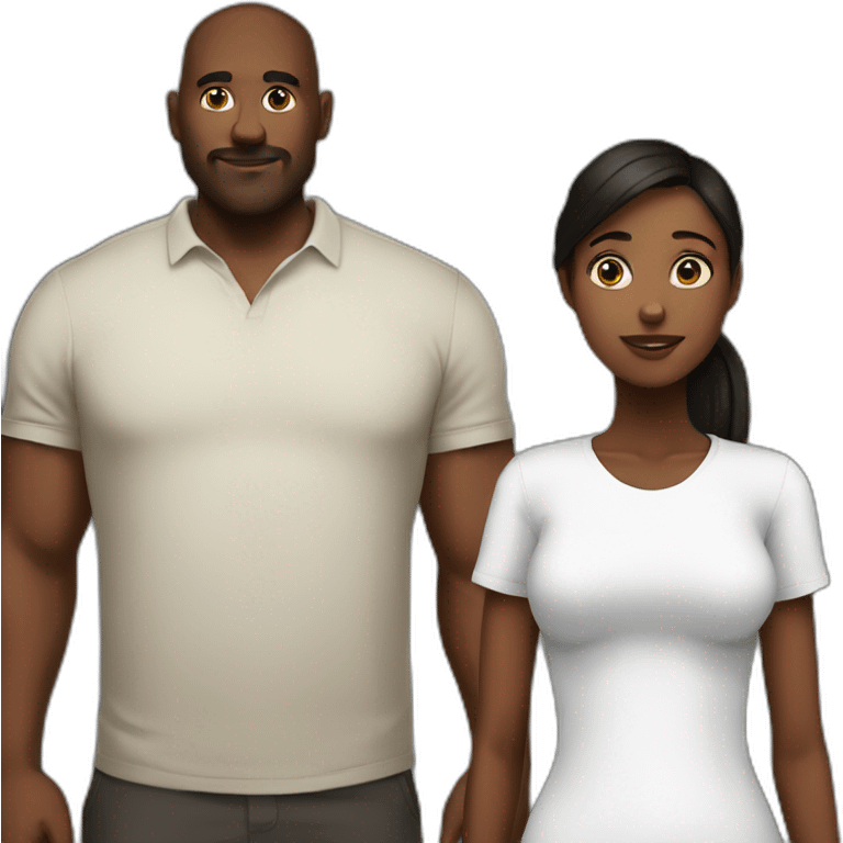 Big man with blackhear skinny girl with brownhear emoji