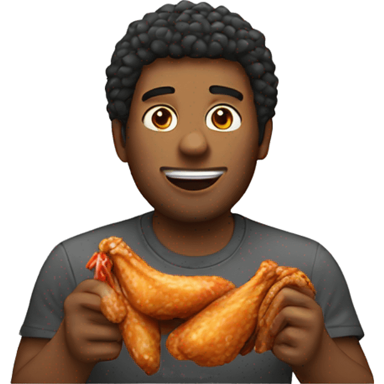 A men eating a chicken wing emoji