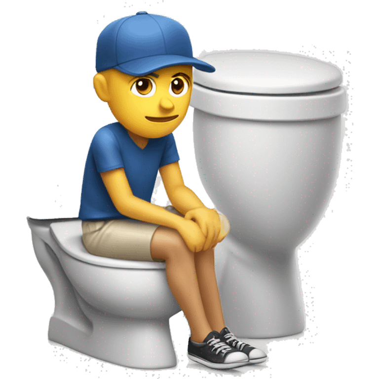 White man sitting in the toilet with a backwards baseball hat on emoji