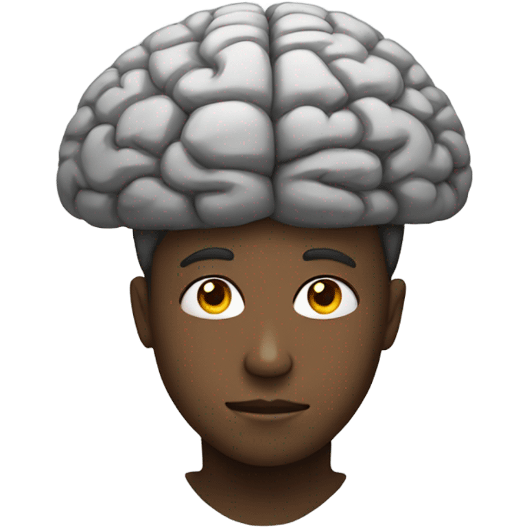 Faceless boy with big brain on top of head emoji