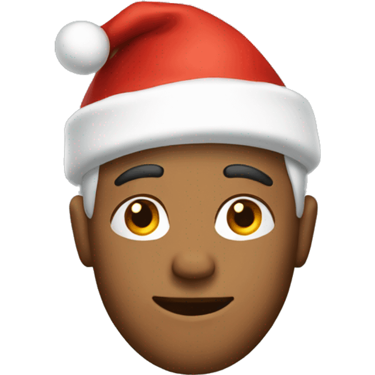 Man wearing Christmas hat emoji