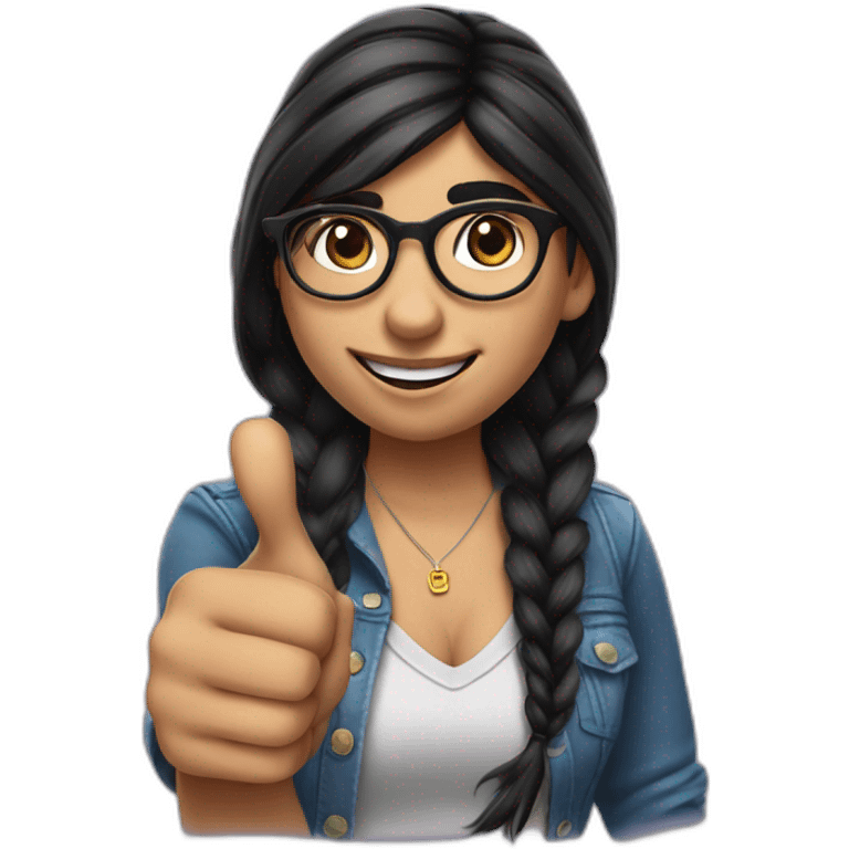 Mia Khalifa with a braid and thumb up emoji