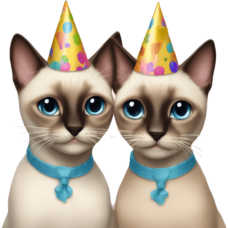 two  siamese cats at a birthday party emoji